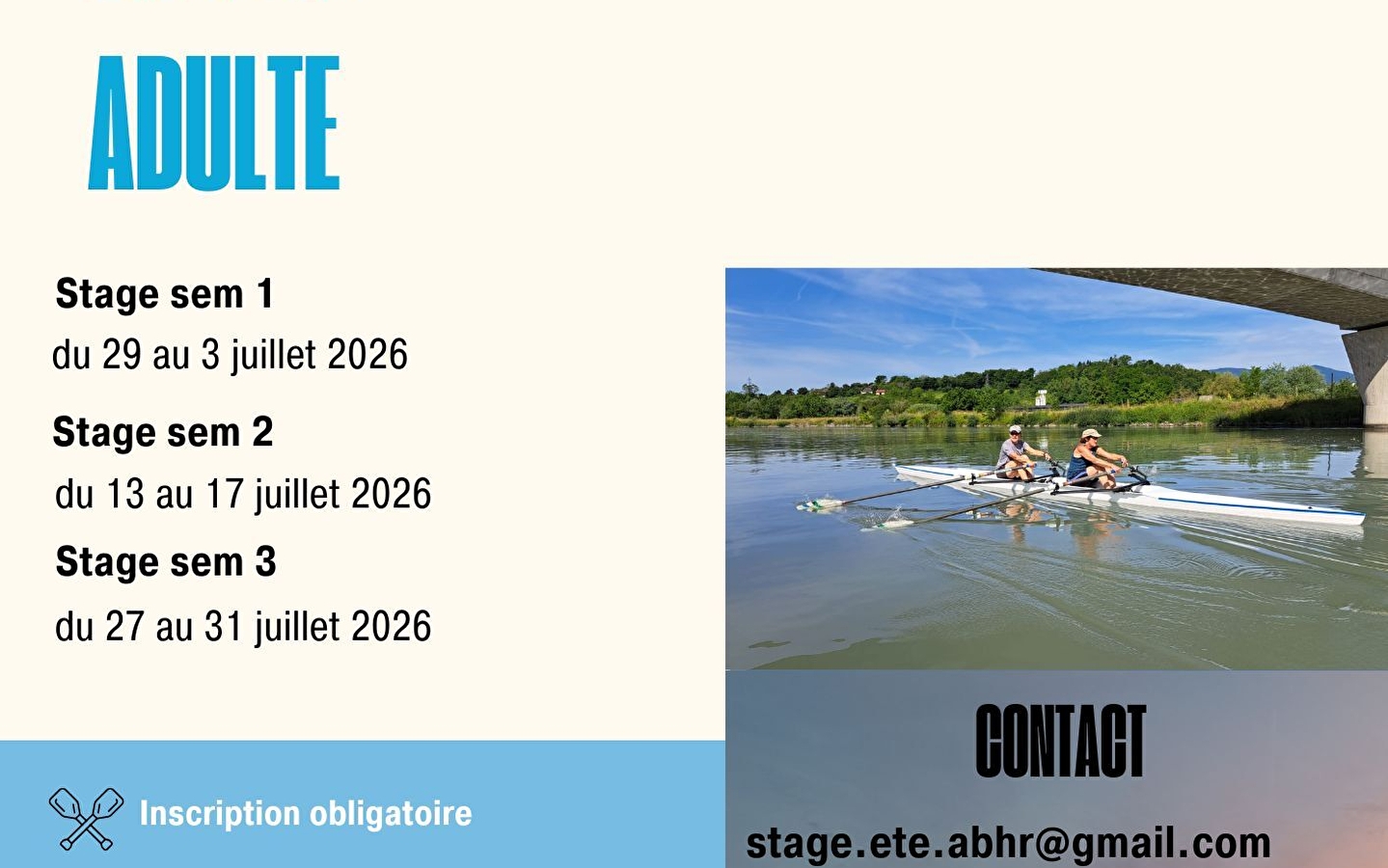 Stage d'été adultes - aviron Bugey Haut Rhône