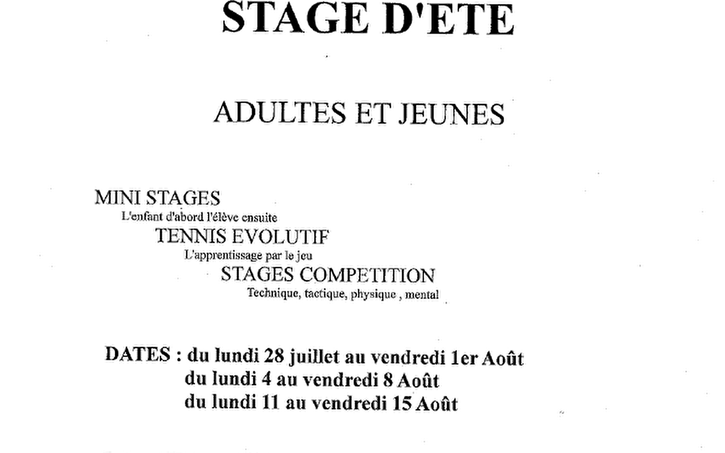 Tennis - Summer course