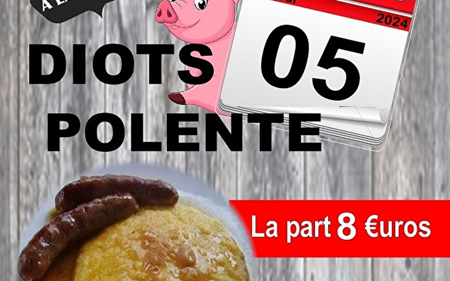 Vente à emporter de diots polenta