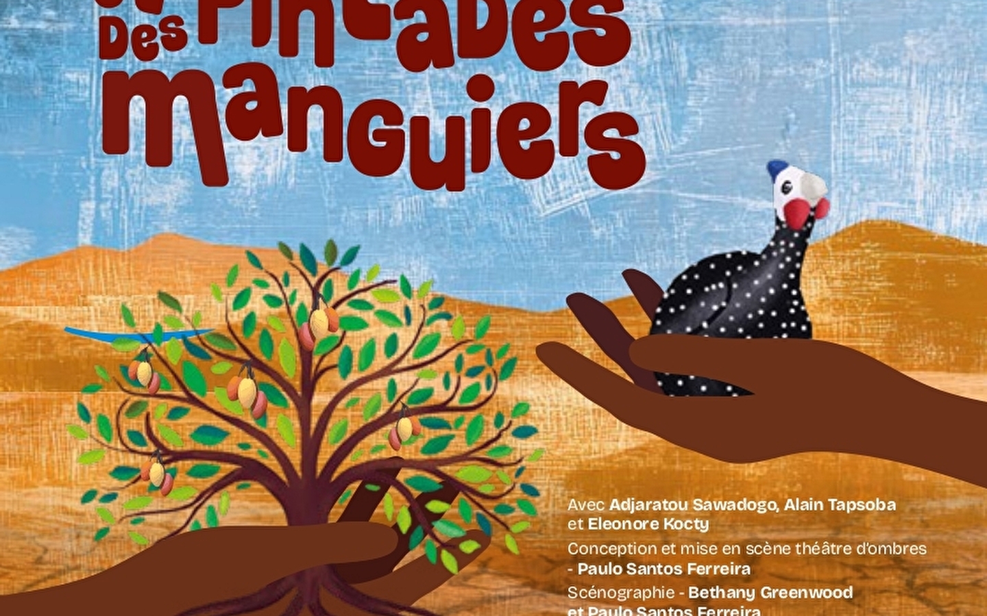 Guinea fowl and mango trees