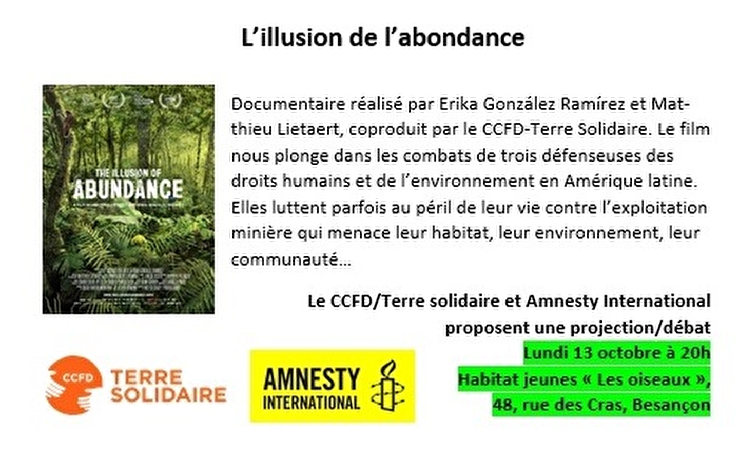 Screening/debate The illusion of abundance