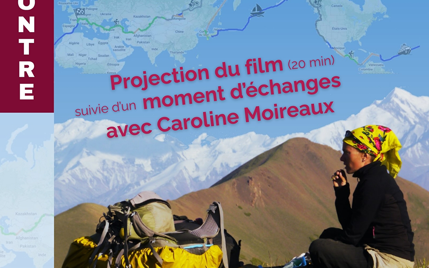 Screening/Meeting with Caroline Moireaux - Pieds libres - Huit ans autour du monde (Free feet - Eight years around the world)