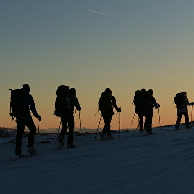 Snowshoeing in the wide open spaces of the Swiss Jura