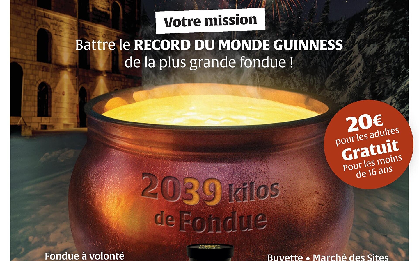 World record for the largest fondue at Fort des Rousses