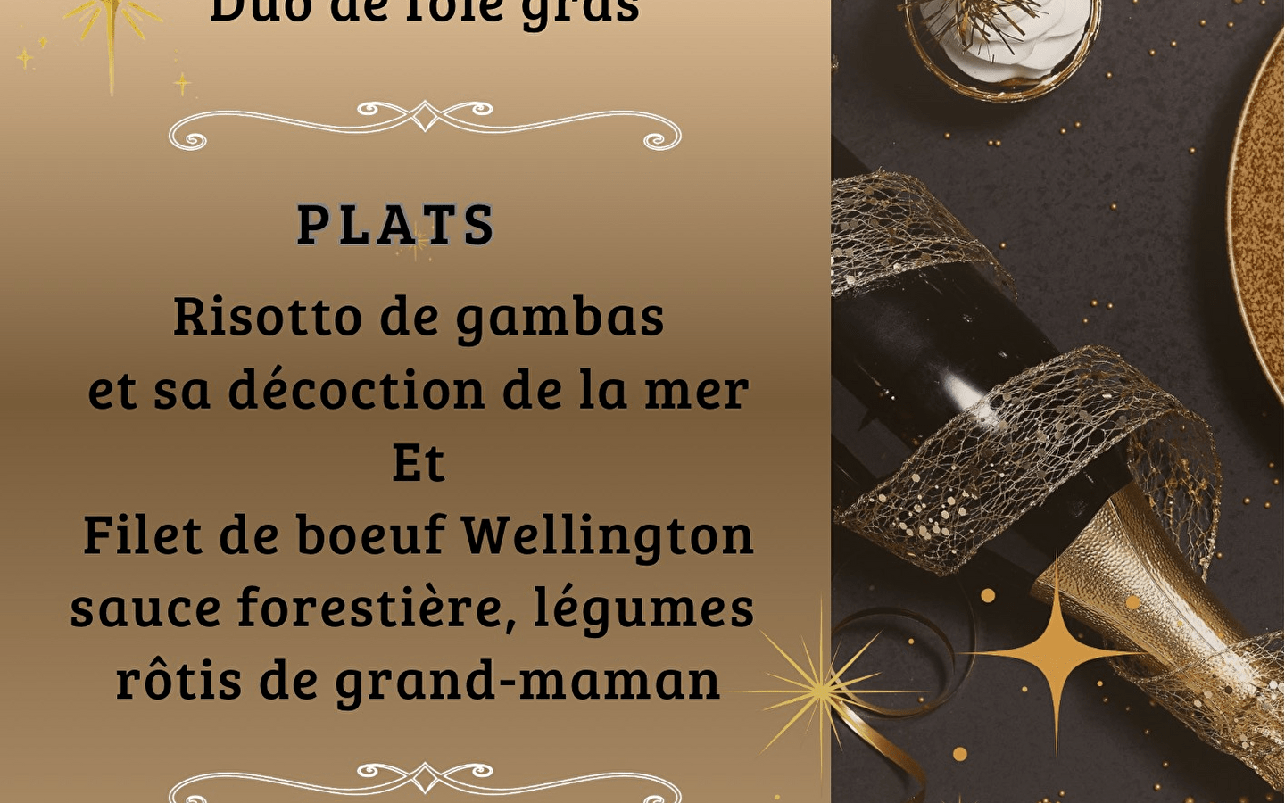 Repas du réveillon 2026 - Bistrot de la Cascade